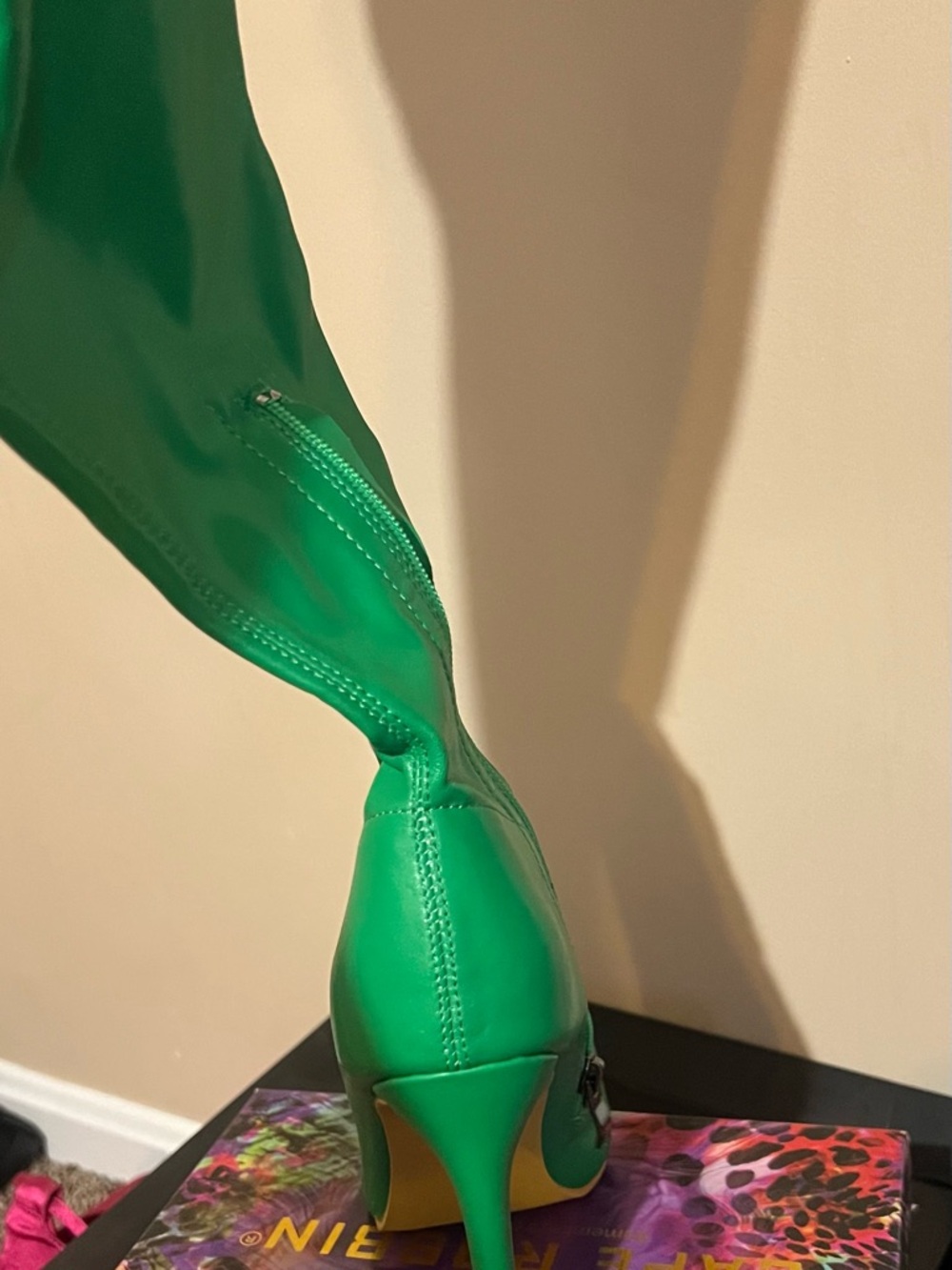 SHEIN Emerald Green High-Heel Zipper Boot